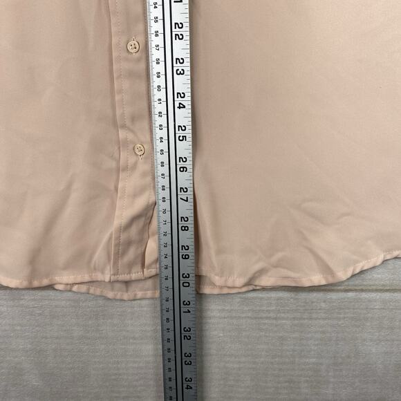 Who What Wear Womens Blouse Sz L Peachy Pink Button Up Flowy Long Sleeve Career - Picture 4 of 10